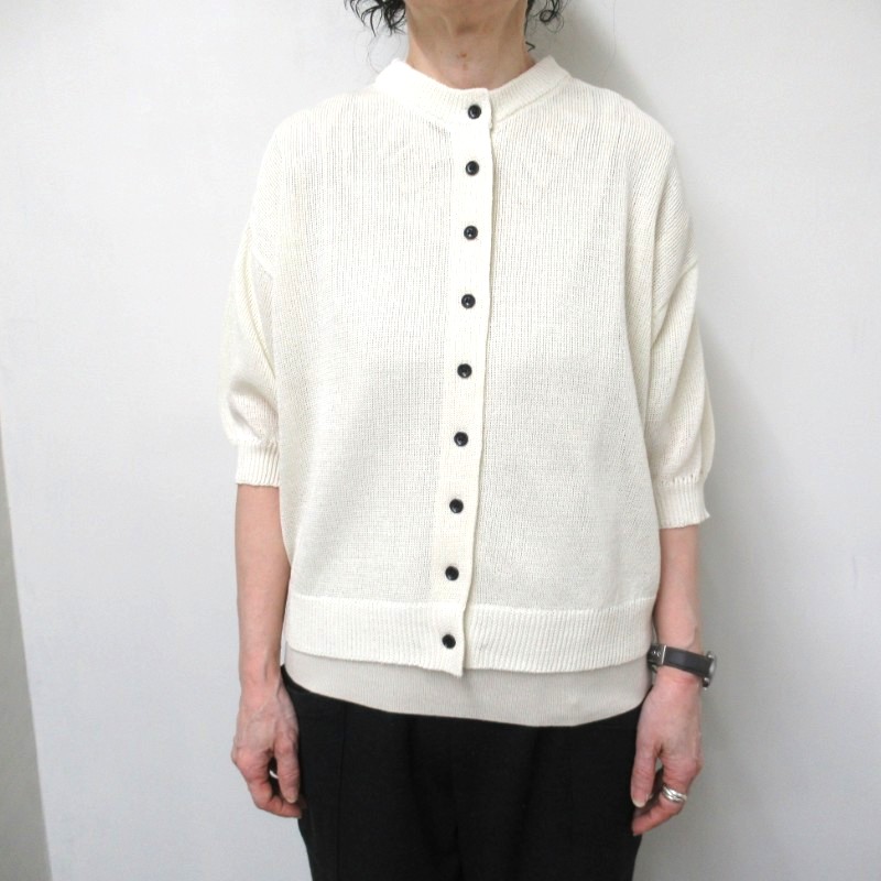 NOUVELLES DU PARADIS  WASHI 5分袖カーディガン /MILK08